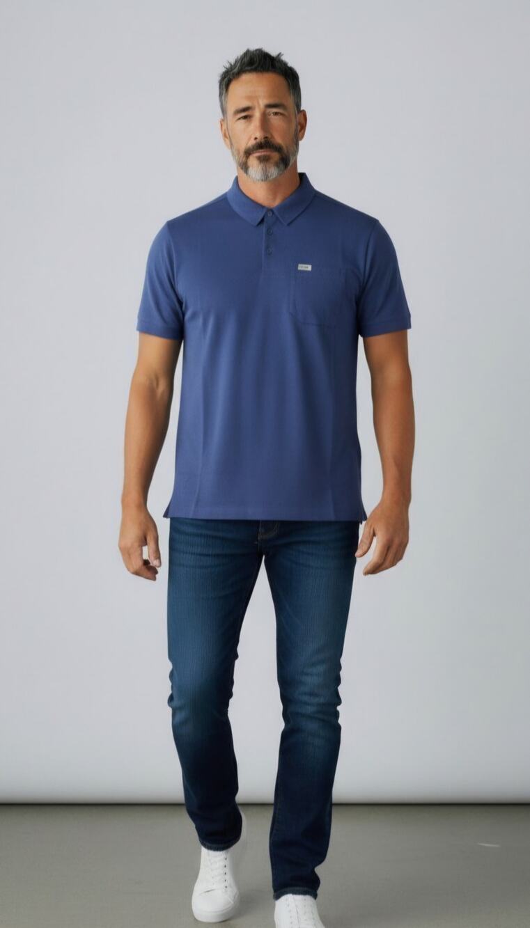 Figs - Mens Technical Pique Scrub Polo in Navy size SMALL